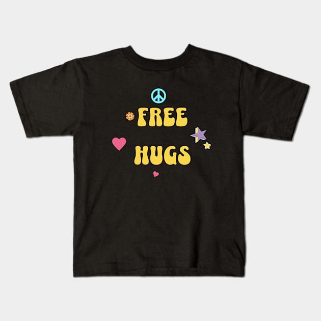 Free Hugs Hippie Style Kids T-Shirt by  tintiger